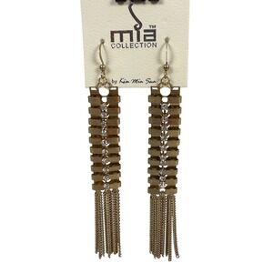 NEW Mia Collection Gold Tone Chain Tassel Dangle Earrings By Kim Min‎ Sun